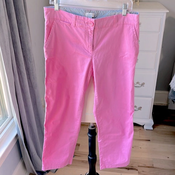 Crown & Ivy Pink Chino Pants Spring Summer Womens 8 Cotton Spandex Straight Leg - Picture 2 of 7